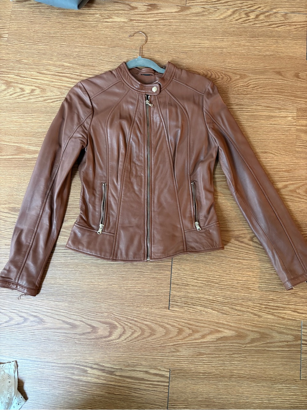 Guess Women's Brown Leather Bomber Jacket